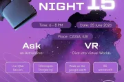 Astronomy Night 15 poster, Dive into Virtual Worlds, 25 June 2026, 6–8 PM at CASSA, IUB