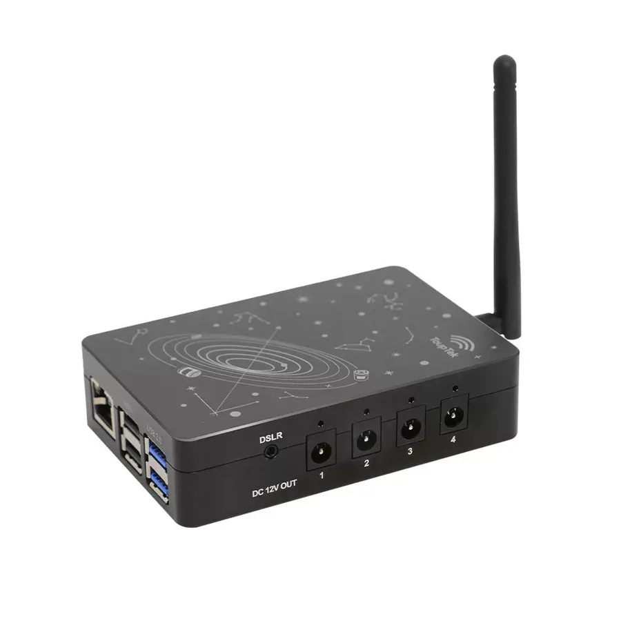 ToupTek StellaVita wireless astrophotography controller showing USB and 12V ports