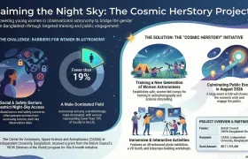 Infographic of the Cosmic HerStory project, empowering young women in observational astronomy in Bangladesh.